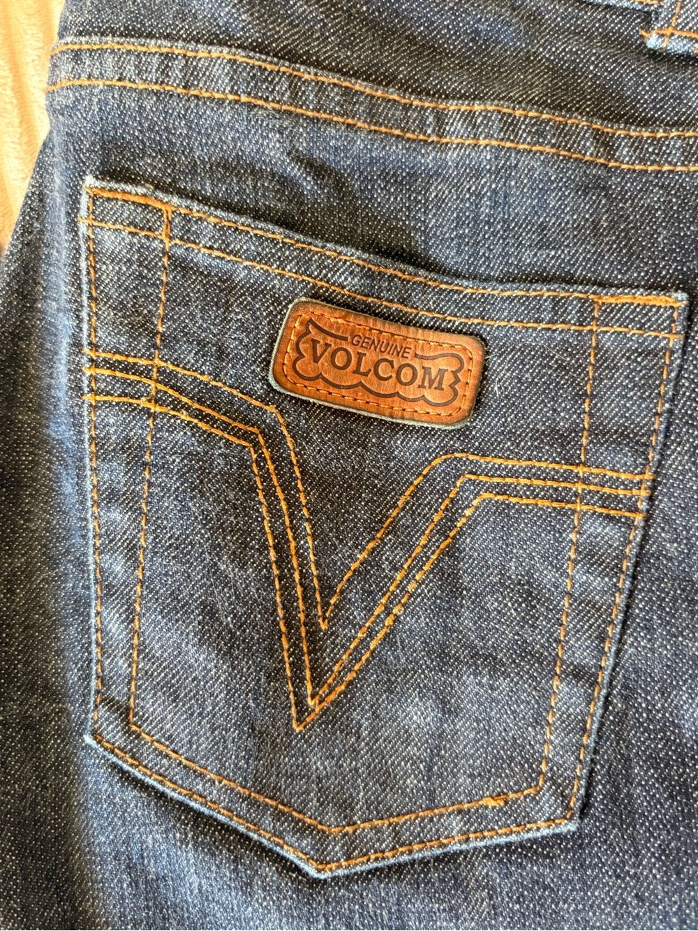 Volcom Women's Indigo Boot Cut Jeans with Tan Stitching